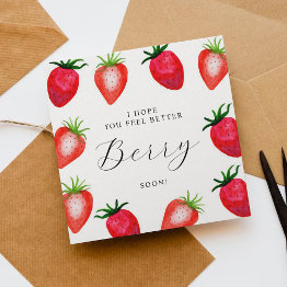 Small I Hope You Feel Better Berry Soon Strawberry Invitations Front View