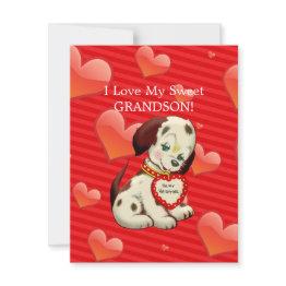 Small I Love My Sweet Grandson...valentine Wishes Holiday Invitations Front View