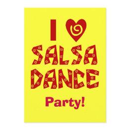 Small I Love Salsa Dance Custom Dance Party Invites Front View