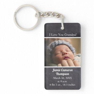 i love you grandpa introducing baby photo birth keychain