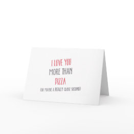 Small I Love You **more Than Pizza** Birthday Invitations Front View