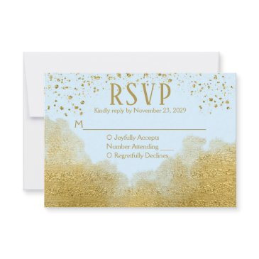 ice blue gold confetti rsvp wedding response