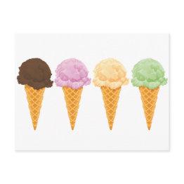 Small Ice Cream Cones Postinvitations Front View