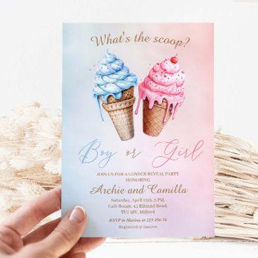 ice cream gender reveal what's the scoop invitation