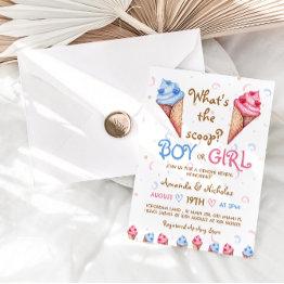Small Ice Cream Pink Blue Summer Gender Reveal Invitation Front View