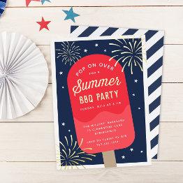 Small Ice Cream Pop Summer Bbq Party Foil Invitation Front View