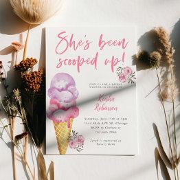 Small Ice Cream Scooped Up Bridal Shower Invitation Front View