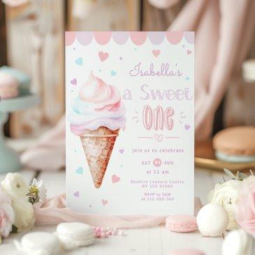 ice cream sweet one 1st birthday party invitation