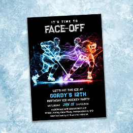 Small Ice Hockey Birthday Invitation Front View