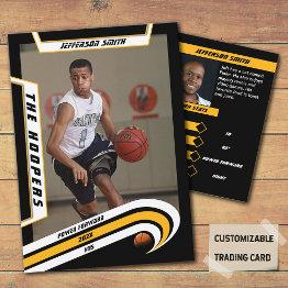 Small Ice Hockey Trading Invitations In Lively Yellow Front View