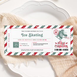 Small Ice Skating Christmas Gift Voucher Invitation Front View