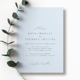 Small Icy Soft Blue | Airy Elegant Minimalist Wedding Invitation Front View