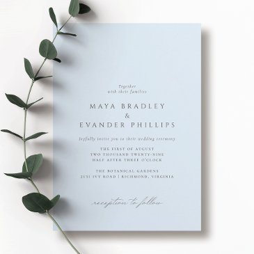 icy soft blue | airy elegant minimalist wedding invitation
