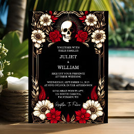 Small If Ruby Thick Claret White Heart Red Black Wedding Invitation Front View