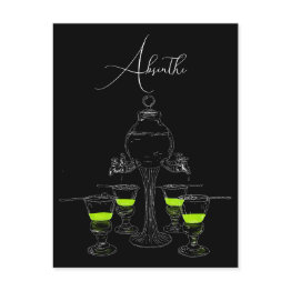 Small Illustrated Absinthe Set Postinvitations Front View