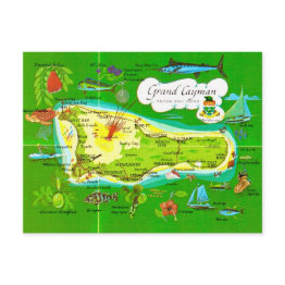 Small Illustrated Grand Cayman Map Postinvitations Front View