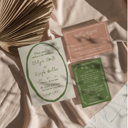 Small Illustrated Hand Drawn Written Unique Wedding Invitation Front View