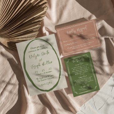 illustrated hand drawn written unique wedding invitation