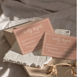 Small Illustrated Handwritten Drawn Scribble Wedding Rsvp Invitations Front View