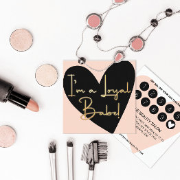 Small I'm Loyal Babe Gold Pink Black Heart Customer Loyalty Invitations Front View