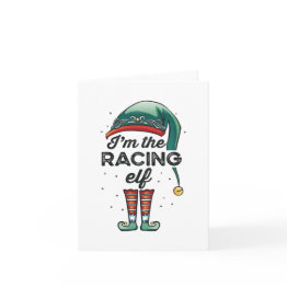 Small I'm The Racing Elf Christmas Gift Xmas Invitations Front View