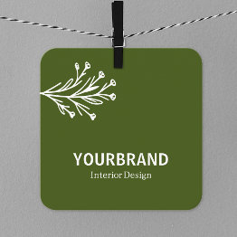 Small Image Template Modern Branch Interior Design Green Square Business Invitations Front View