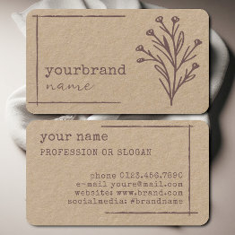 Small Image Template Rustic Floral Flower Kraft Paper Business Invitations Front View