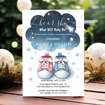 in cloud twinkle twinkle little star gender reveal invitation