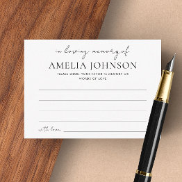 Small "in Loving Memory" Minimalist Funeral Invitations Front View