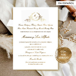 Small In Spanish Elegant Real Foil Formal Wedding Foil Invitation Front View