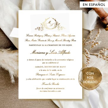 in spanish elegant real foil formal wedding foil invitation