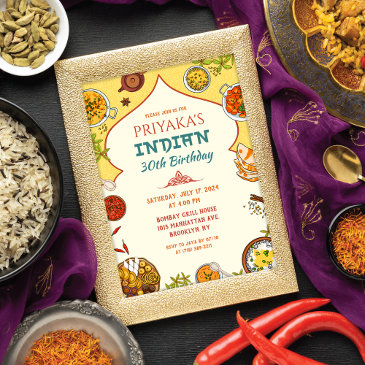 indian birthday meal dinner party invitation