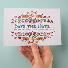 Small Indian Flower Purple Elephant Wedding Announcement Postinvitations Front View