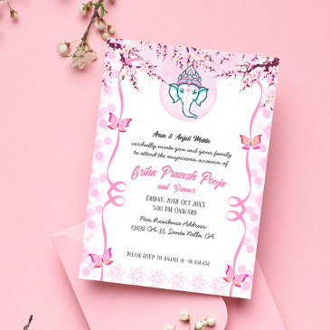 indian hindu housewarming griha pravesh butterfly invitation