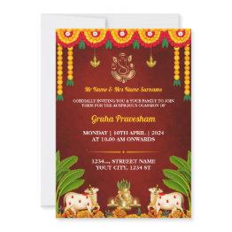 Small Indian Housewarming Invitation Invitations, Gruha Pravesh Front View