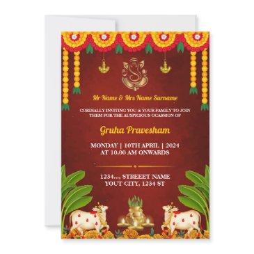 indian housewarming invitation invitations, gruha pravesh