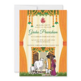 Small Indian Housewarming Invites Digital Gruhapravesam Front View
