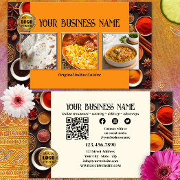 Small Indian Restaurant Qr Code Photo Social Media Business Invitations Front View