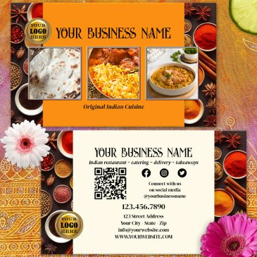 indian restaurant qr code photo social media business invitations