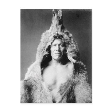 indian wearing bearskin, 1908 postinvitations