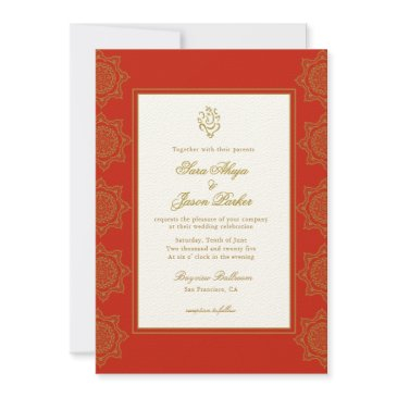 indian wedding ganesh red & gold mandala invitation
