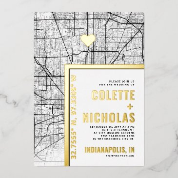 indianapolis love locator | city themed wedding foil invitation