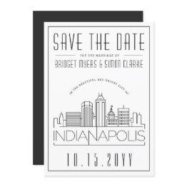Small Indianapolis Wedding Skyline Save The Date Invitation Front View