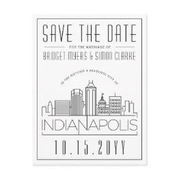 Small Indianapolis Wedding Skyline Save The Date Postinvitations Front View