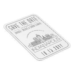Small Indianapolis Wedding Stylized City Save The Date Magnet Front View