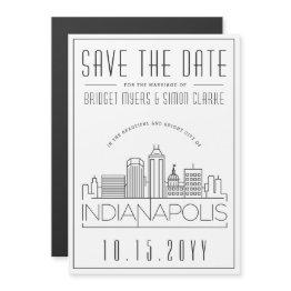 Small Indianapolis Wedding Stylized Save The Date Magnetic Invitation Front View