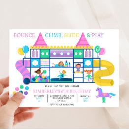 Small Indoor Playground Birthday Party Invitation Front View