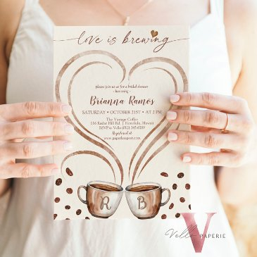initial name coffee love is brewing invitation