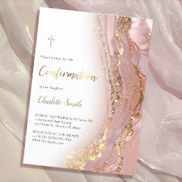 Small Ink Marble | Confirmation Girl Invitation Front View