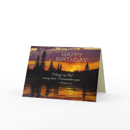Small Inspirational Birthday Philippians 1:2-3 Sunset. Invitations Front View